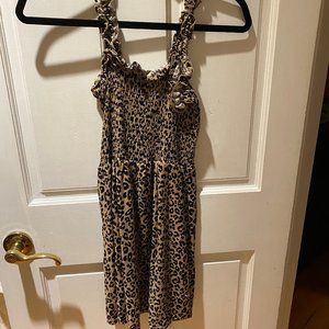 PACSUN Fit and flare smocked cheetah print dress
